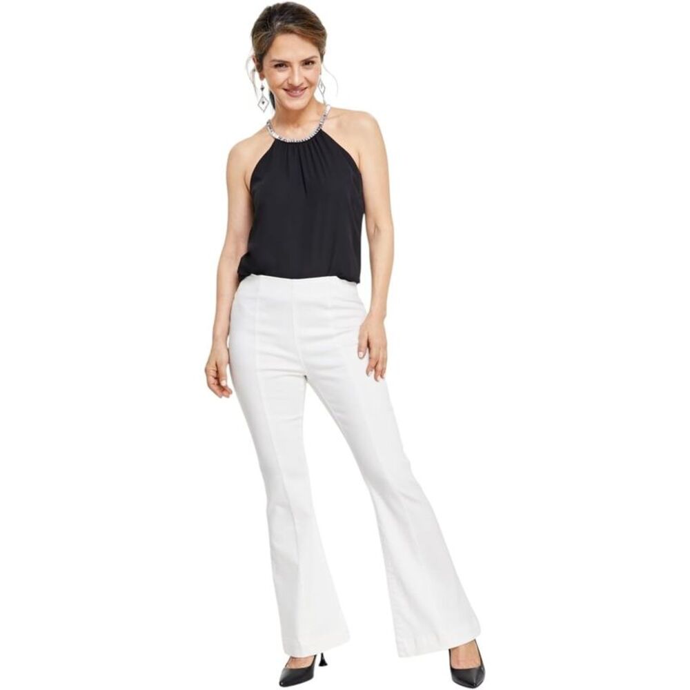INC International Concepts Petite High-Rise Seamed Flare-Leg Jeans